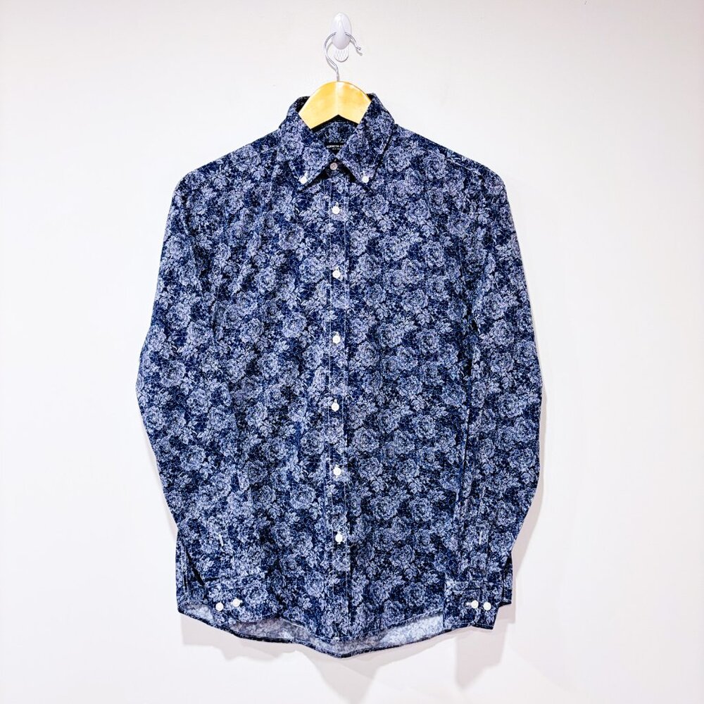 KENNETH COLE Navy floral button-down shirt | Effortless modern‎ | Small